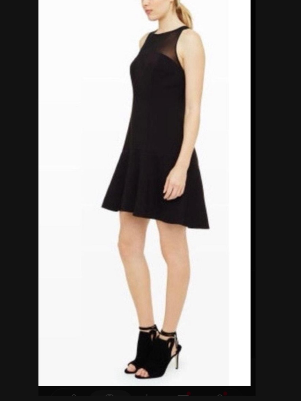 Club Monaco Black Fit Flare with Sheer Yoke Classy Edgy Goth Vintage